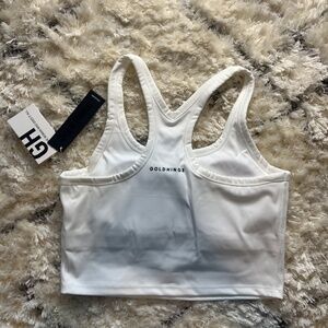 🤍 Gold Hinge White Racerback Crop Tank
